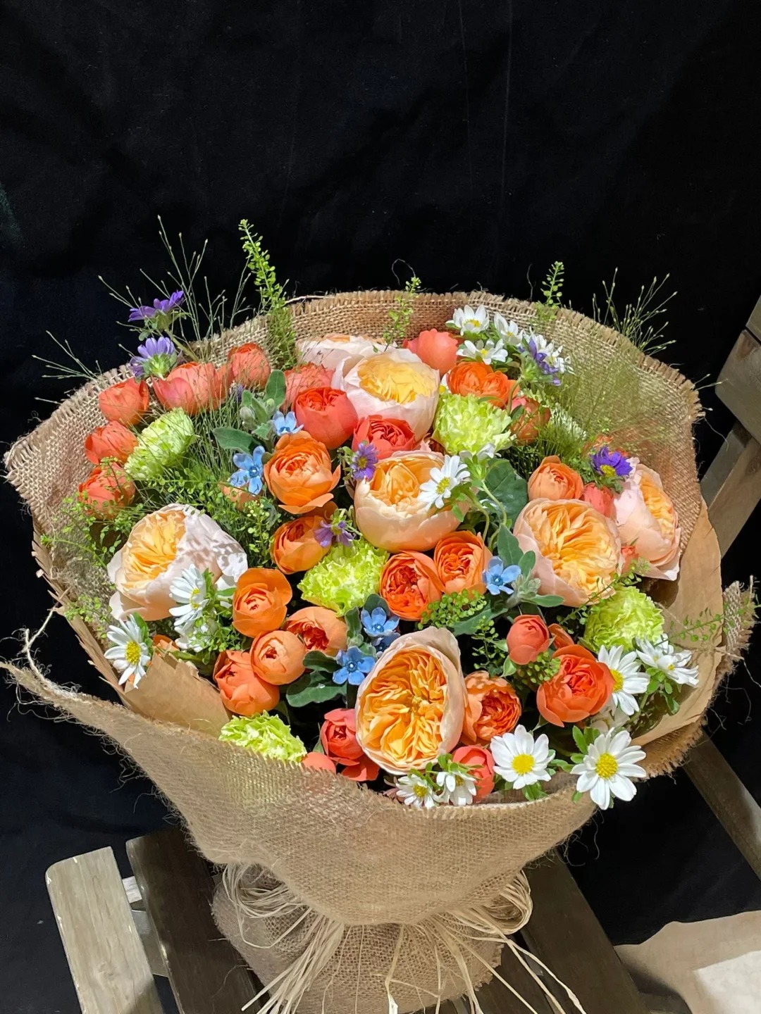 蜜桃玫瑰野趣花束